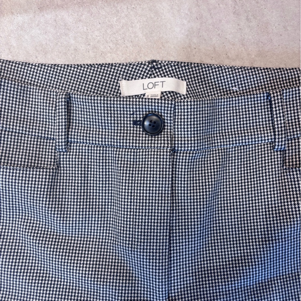 LOFT Black and White Houndstooth Pants
